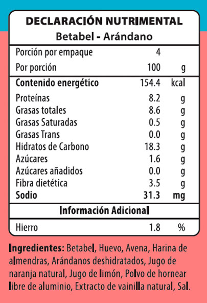 Declaración Nutrimental Betabel Arandano